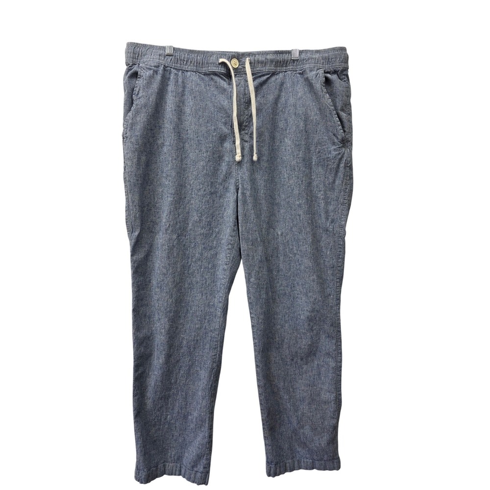 Mutual Weave The Beach Pant Relaxed Fit Linen Blend Chambray Drawstring Pants XL
